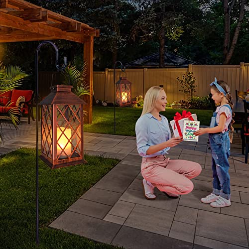 2 Pack] TAKE ME 14" Solar Lantern Outdoor Garden Hanging Lantern Waterproof LED Flickering Flameless Candle Mission Lights for Table (2 Count)