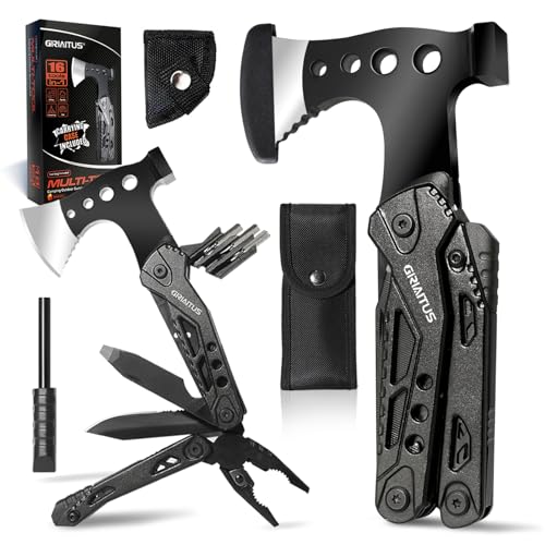 16 in 1 Multitool Camping Survival Gear with Axe Saw Pliers Whistle Hammer
