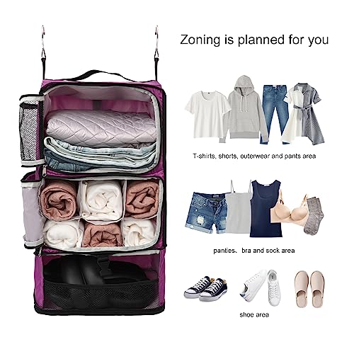 Travel Portable Hanging Shelves Closet Organizer Packing Luggage Storage with Multifunctional and Foldable Invisible Compartment