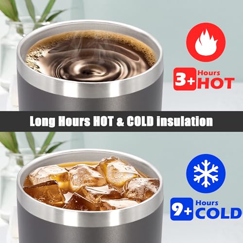20oz Tumbler Insulated Coffee Tumblers with Lid Stainless Steel Grey 1P