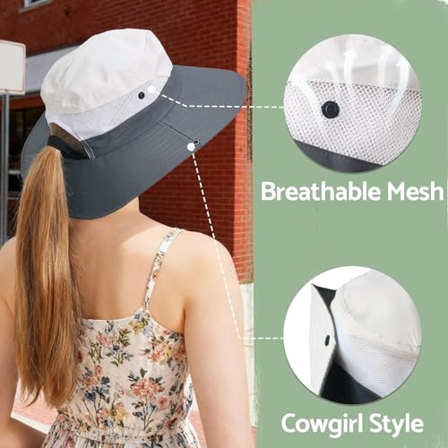 Ponytail Sun Hats for Women UPF 50+ Purple