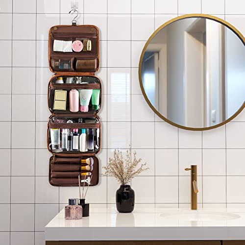 Hanging Toiletry Bag for Men PU Leather Shaving Dopp Kit