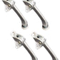 QCAA Heavy Duty Kickdown Door Stopper, 4", Zinc Die Cast, Satin Chrome, 4 Pack, Made in Taiwan