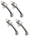 QCAA Heavy Duty Kickdown Door Stopper, 4", Zinc Die Cast, Satin Chrome, 4 Pack, Made in Taiwan