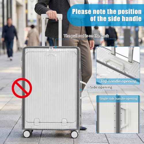 Clear Luggage Cover Protector with Front Pocket Zipper 26 Inch