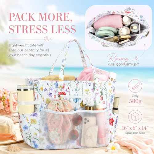 Waterproof Beach Tote Pool Bags for Women Ladies Extra Large Carry On Bag With Wet Compartment for Weekender Travel