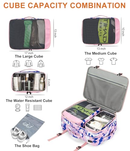 40L Expandable Carry On Travel Backpack with 4 Packing Cubes