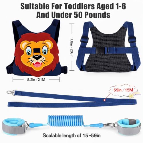 Toddlers Leash + Anti Lost Wrist Link Child Kids Safety Harness Kids Walking Wristband Assistant Strap Belt for Boys Pink Christmas Gift