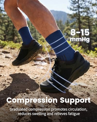 3 Pairs Running Compression Socks for Men & Women Crew Socks with Cushion (3 Count)