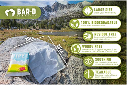 Bar D Biodegradable Body Wipes with Tea Tree Oil & Aloe Vera (30 Count)