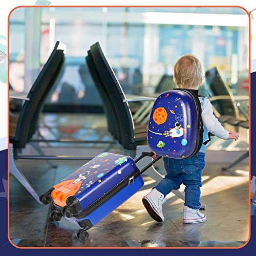 Kids Luggage and Backpack 18" Suitcase with Spinner Wheel Hard Case Travel 13" Backpack Girl Suitcase Set for Kids Travel Supplies