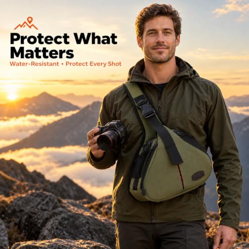 Camera Bag Sling Backpack Camera Case Waterproof with Rain Cover Tripod Holder