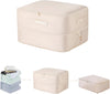 Ultra Space Saving Self Compression Organizer, 2025 New Large Capacity Storage Bag, Thick Satin Fabric Heavy Duty Bags for Comforters Blankets Bedding Duvet (Beige, Large, 21x17x12in)