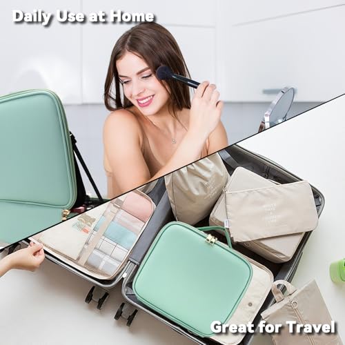 Travel Makeup Bag with LED Mirror and 10x magnifying glass with 3 Lighted Settings