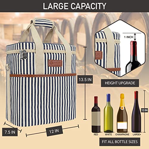 Insulated Wine Cooler Bag Leakproof 6 Bottle Tote Carrier (6 Count)