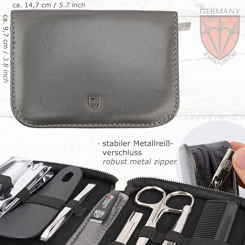 brand quality 10 piece manicure pedicure grooming kit set for professional finger & toe nail care tweezers file clipper fashion leather case in gift box
