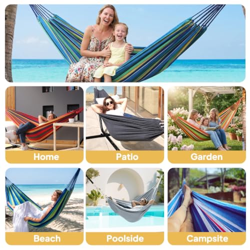 Cotton Camping Hammock Portable with Tree Straps Holds 660lbs