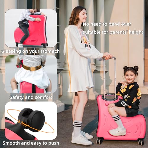 Toddler Luggage Ride On Suitcase for Kids with 4 Spinner wheels
