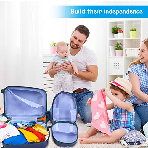 Kids Luggage 12" Toddler Backpack & 16" Travel Suitcase with Wheels (2 Count)