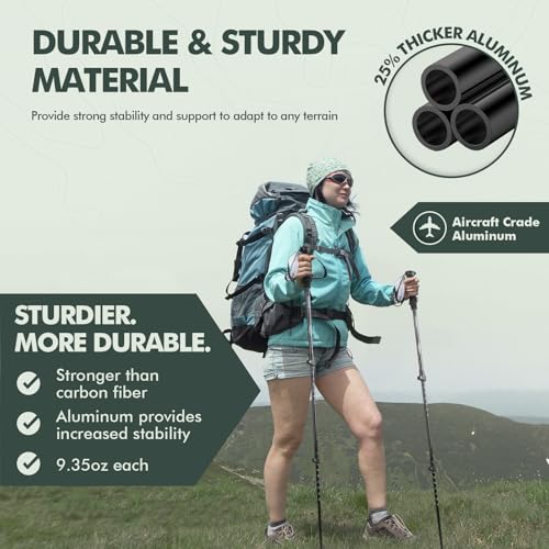 Trekking Poles 7075 Aluminum Lightweight Hiking Sticks (2 Count)