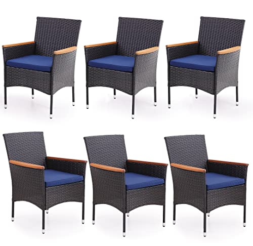 High Back Wicker Patio Dining Chairs Set of 6 (6 Count)