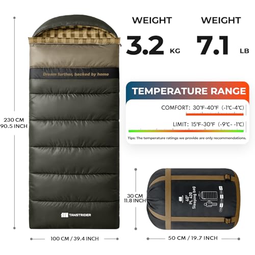 Cotton Flannel XXL Winter Sleeping Bags for Adults Big and Tall