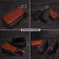 Car Key Case Keychain Holder Leather Metal Hook and Keyring Double Zipper Key Holder
