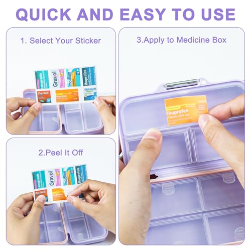 Travel Pill Organizer Box with Medicine Labels (2 Count)