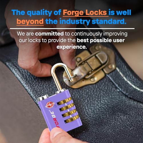 Dual-Opening: Key or Combination Access Lock, TSA Approved Locks for Luggage, Pelican case, Travel, Gym, School, Stainless Steel Shackle. (Purple, 2 Pk) (2 Count)