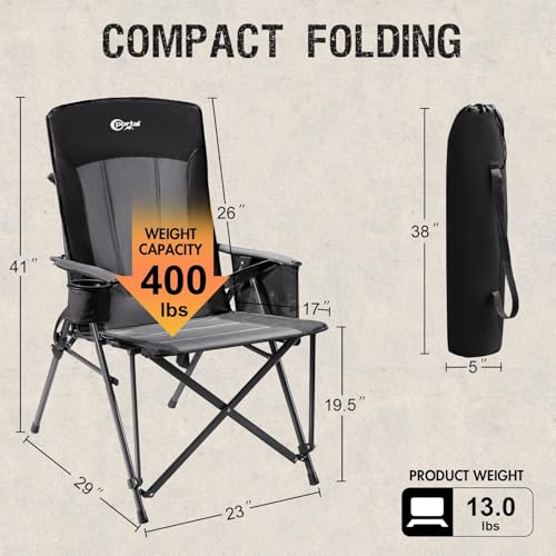 Camping Chair with Lumbar Support for Adults Folding Portable High Back Oversized