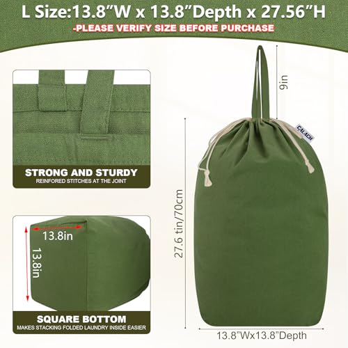 Canvas Laundry Bags with Handles & Square Base 13.8"Wx13.8"Dx27.6"H