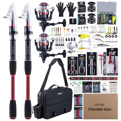 2 Pack 9ft 24T Telescopic Poles & Reels Combo for Freshwater Bass (67 Count)