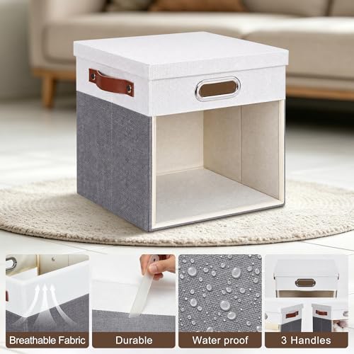 11x11 Inch Ultra Thick Fabric Storage Bins with Lids & Windows (3 Count)