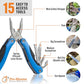 15-in-1 Multitool with Safety Locking, Stainless Steel Pocket Knife & Pliers, Compact EDC Multi Tool for Camping, Hiking, Fishing, Outdoors, Survival, Gift for Men, Father, Husband, Boyfriend