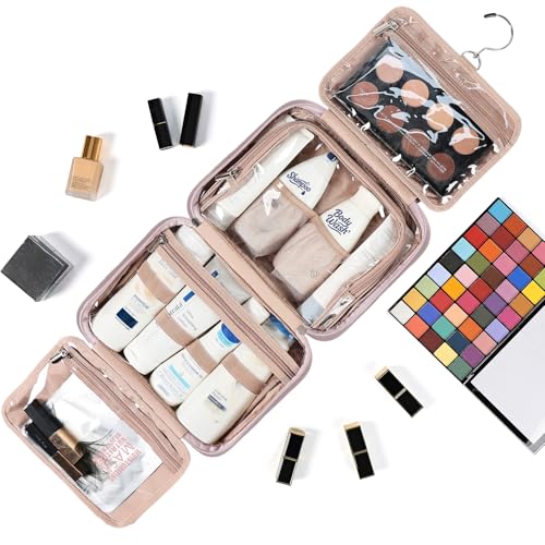 Travel Toiletry Bag for Women Hanging Organizer Makeup Case Pockets
