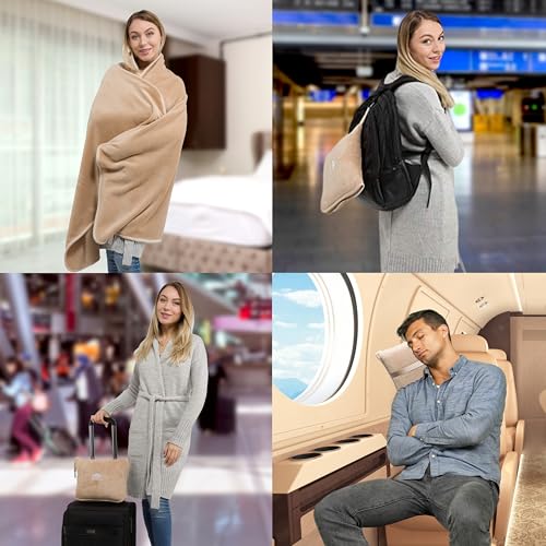 Premium Soft Travel Blanket Pillows 2 Pack Airplane Warm (2 Count)
