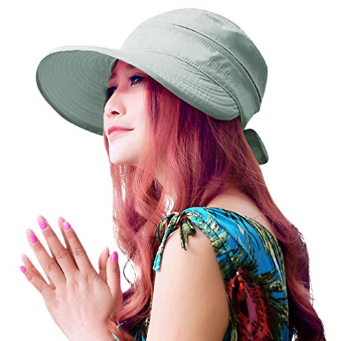 Sun Hats for Women with UV Protection Sun Hat Wide Brim Visor Summer Beach Outdoor Foldable Womens Cap Grey
