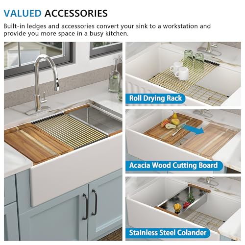 30 White Farm Sink Workstation
