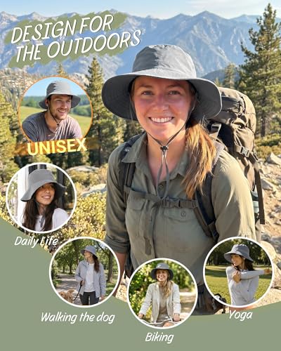 Water Resistant UPF 50+ Sun Bucket Hat Packable Brimmed for Women Men Grey
