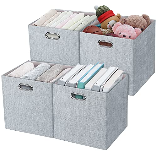 3X Thicker Fabric Storage Cubes 13 inch Collapsible Storage Bins for Organization (4 Count)