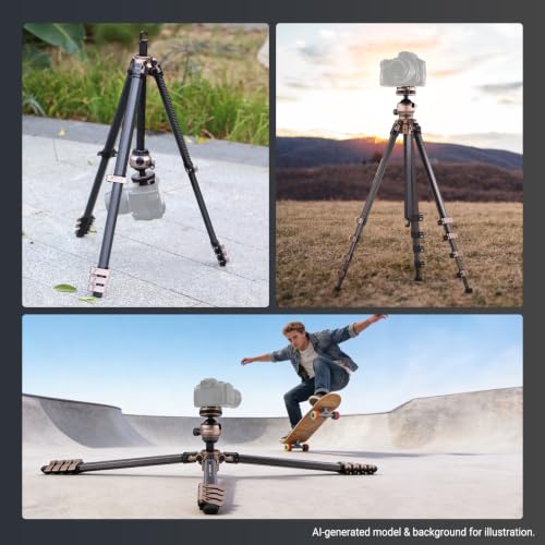 LITETRIP Carbon Fiber Travel Tripod with Pan Tilt Low Profile Ball Head