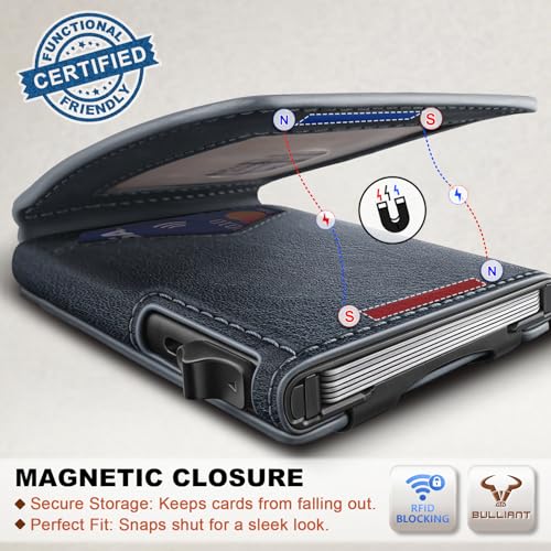 Men Slim Magnetic Leather Wallet Metal Case Money Clip 9 Cards