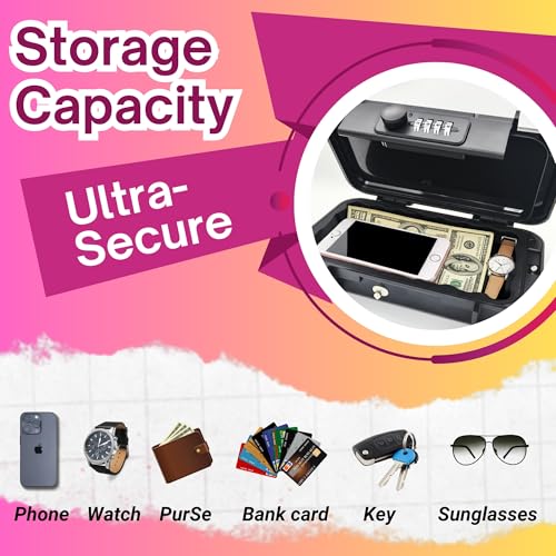 Portable Security Lock Box with Combination Lock