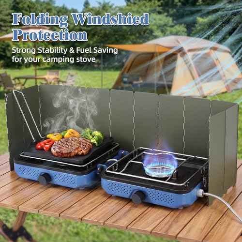 2 Burners Camping Stove with Windscreen for Camping