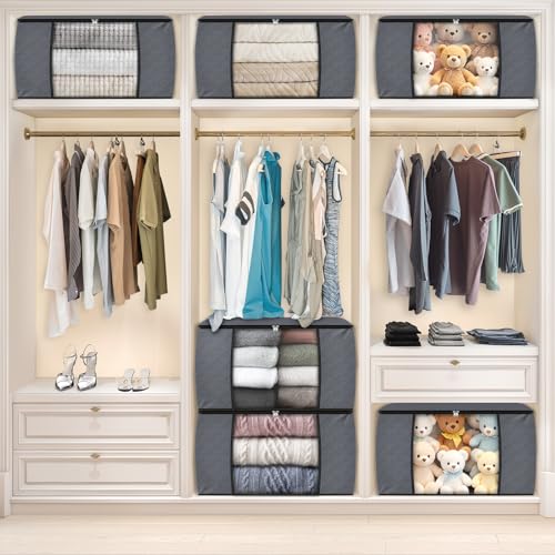 8 Pack Storage Bags for Clothes Blanket Storage Bins with Lids (8 Count)