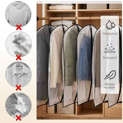 6Pcs Clear Garment Bags for Hanging Clothes
