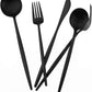 Matte Balck Silverware Set,Gugrida 5-Piece 18/10 Stainless Steel Satin Finish Flatware Set,Kitchen Utensil Set,Tableware Travel Cutlery Set for Camping Office or School Lunch, Dishwasher Safe