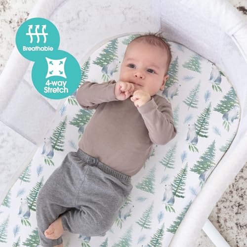 Stretch Fitted Bassinet Sheet Set BROLEX 2 Pack Cradle Sheets for Bassinet Pad (2 Count)