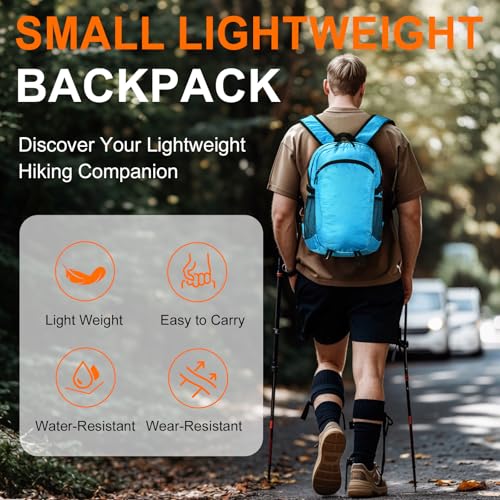 Small Hiking Backpack 15L Travel Lightweight Hiking Packable Daypack Water