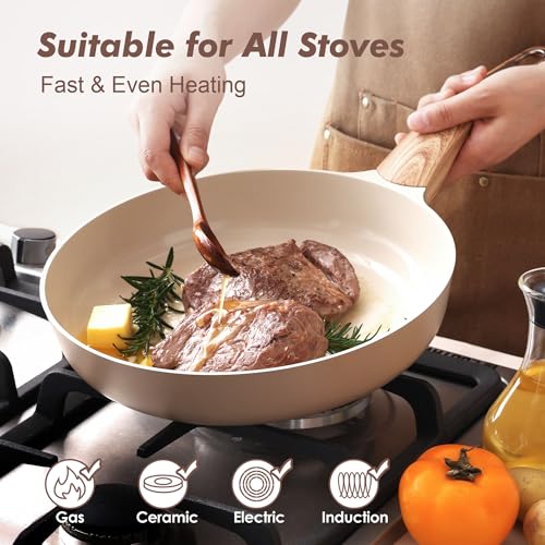 8inch Ceramic Nonstick Frying Pan Paella Pan